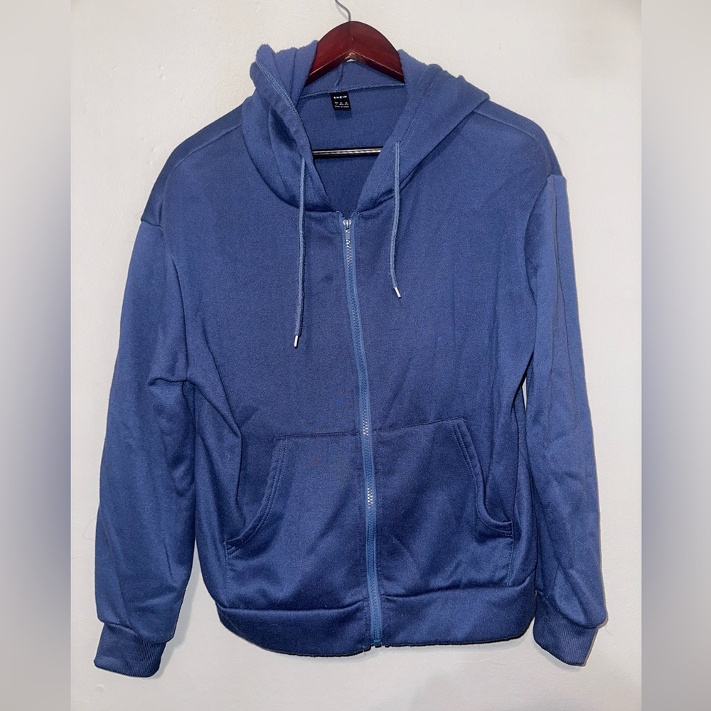 Muted Blue Zip Up Hoodie